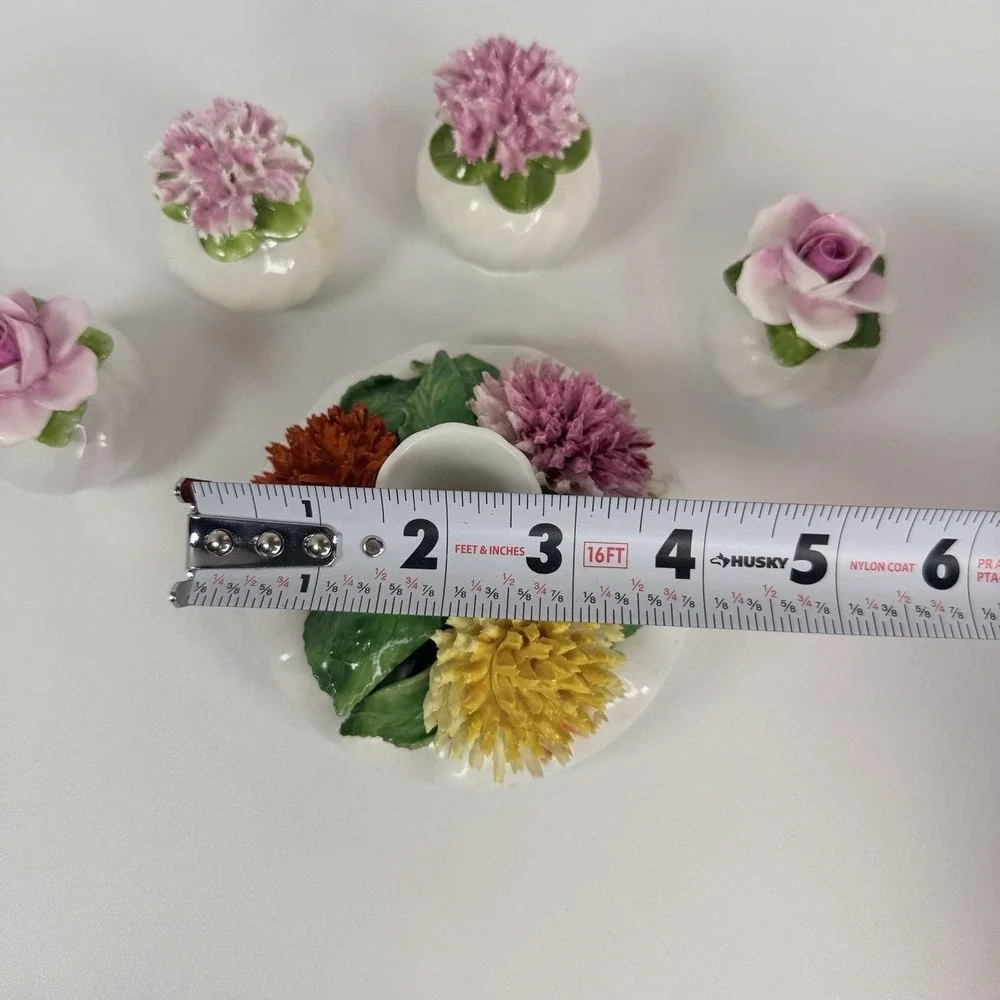 Bone China Salt & Pepper Shakers And Candle‎ Holder Set Carbation & Roses Radnor